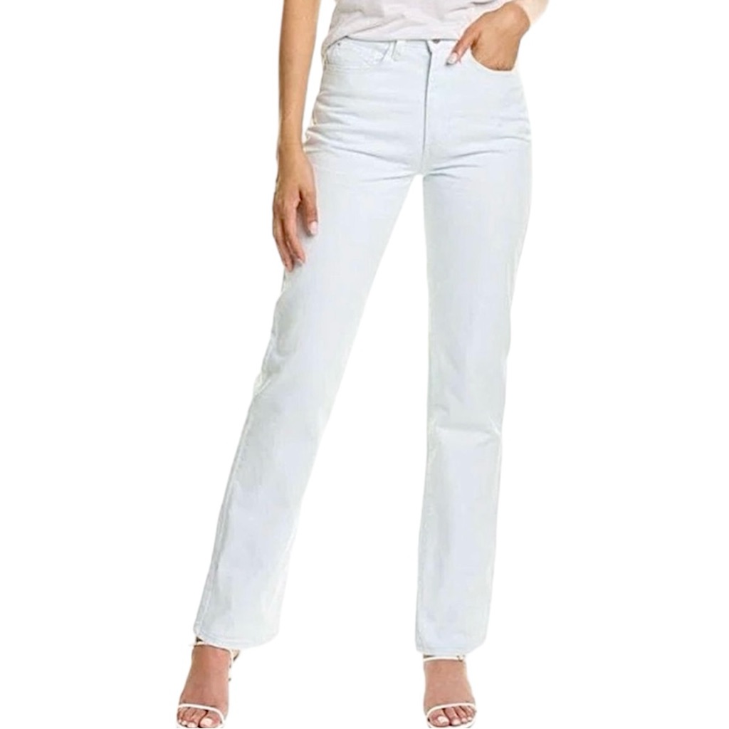New We Wore What Kick Flare High Rise Jeans 100% Cotton Light Wash Denim Size 24